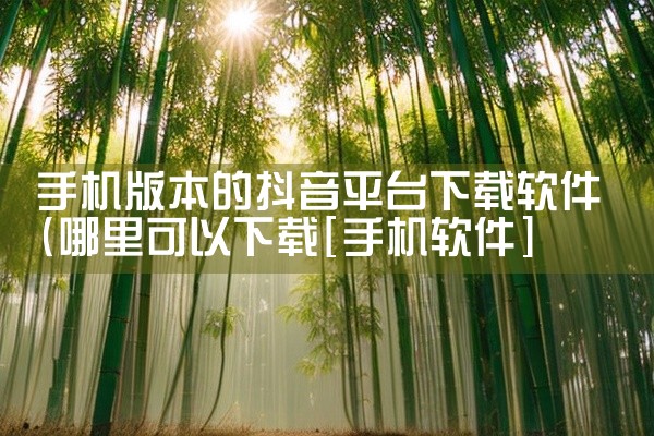 手机版本的抖音平台下载软件